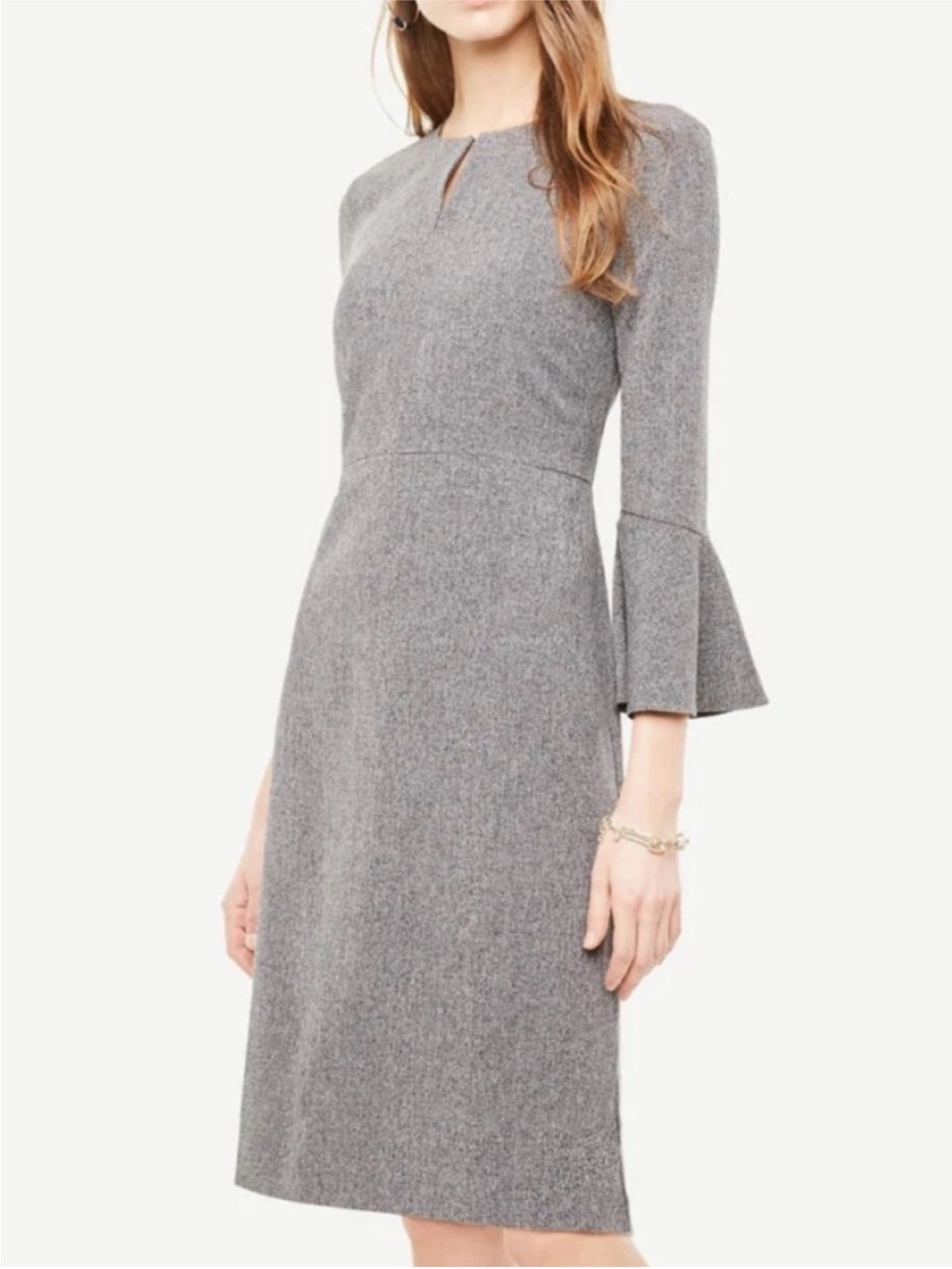 Ann Taylor Grey Bell Sleeve Dress - Size 10